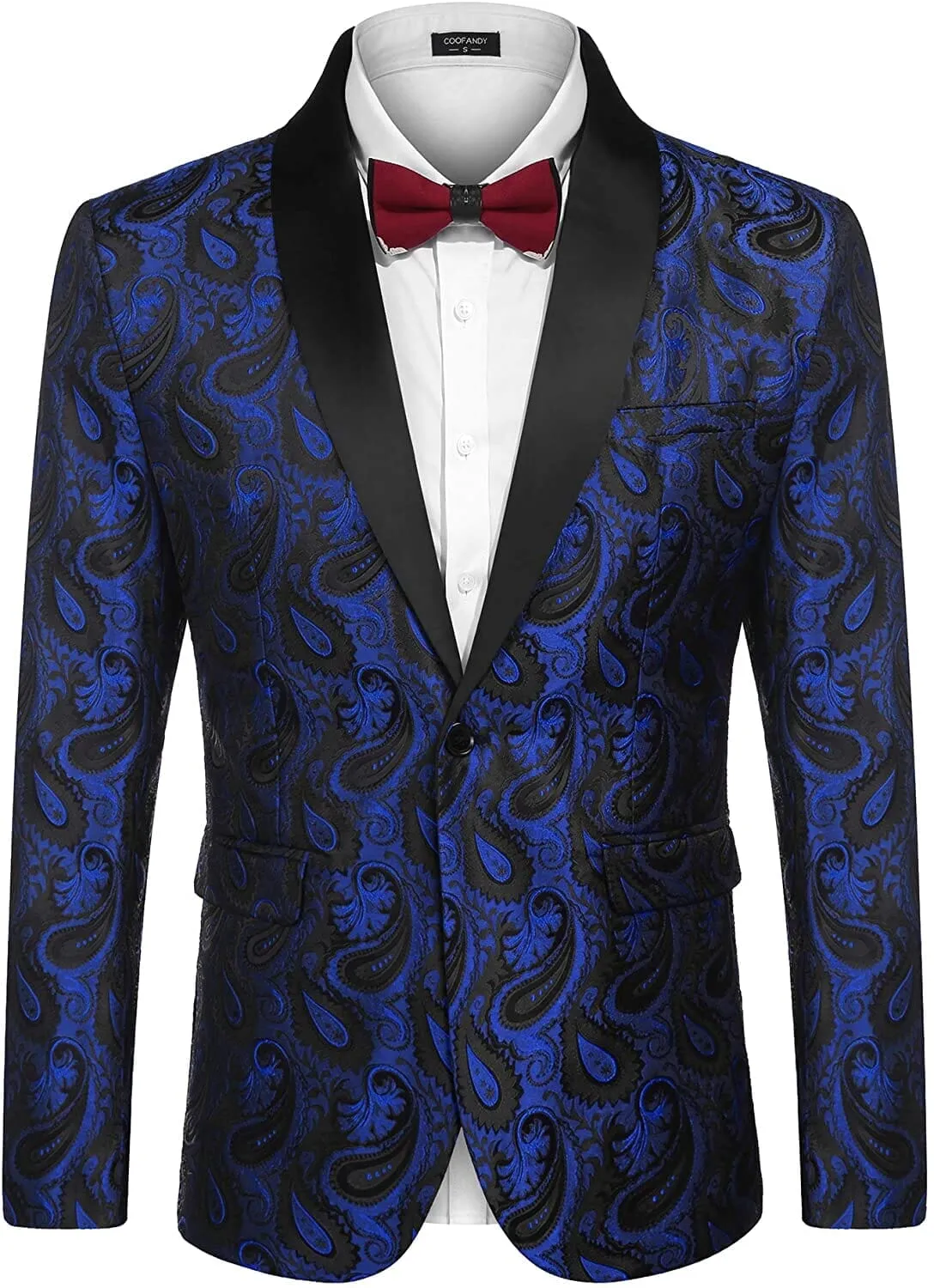 Paisley Shawl Lapel Blazer (US Only) sold by Coofandy product image thumbnail 3