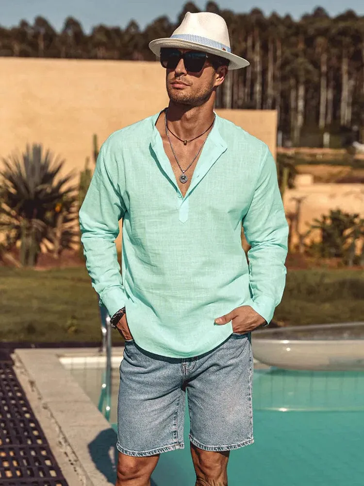 Cotton Linen Style Henley Shirt (US Only) sold by Coofandy