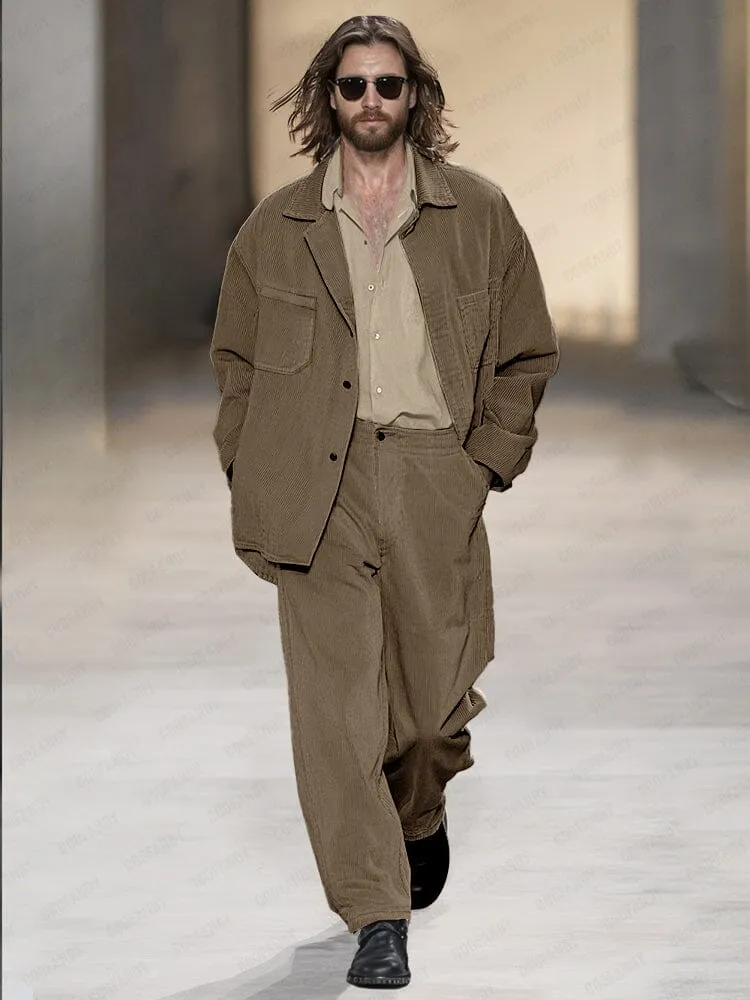 Vintage Relaxed Corduroy Matching Set sold by Coofandy