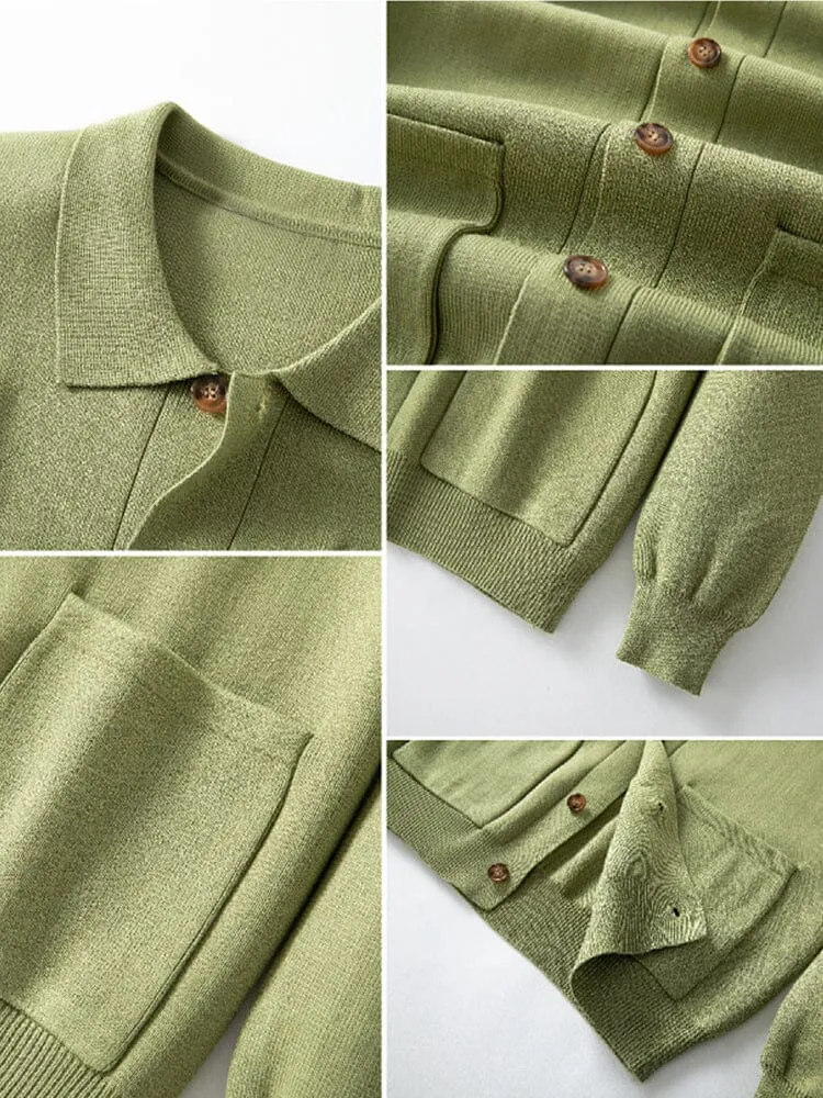 Comfy Polo Collar Knit Cardigan sold by Coofandy product image thumbnail 4