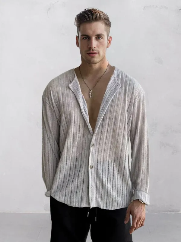 Breathable Hollow Stripe Shirt sold by Coofandy