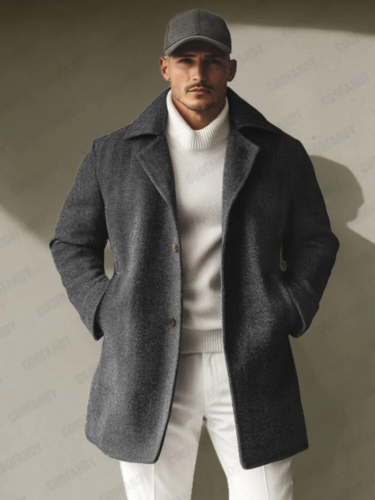 Urban Herringbone Tweed Overcoat sold by Coofandy
