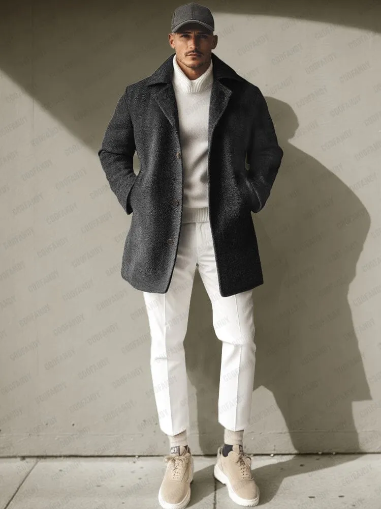 Urban Herringbone Tweed Overcoat sold by Coofandy product image thumbnail 2