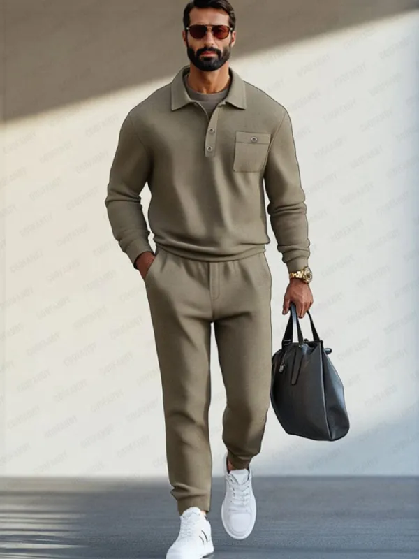 Effortless Comfy Polo Shirt Set sold by Coofandy
