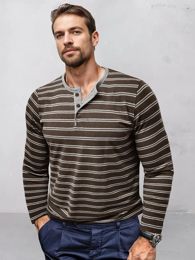 Comfy Soft Stripe Henley Shirt sold by Coofandy