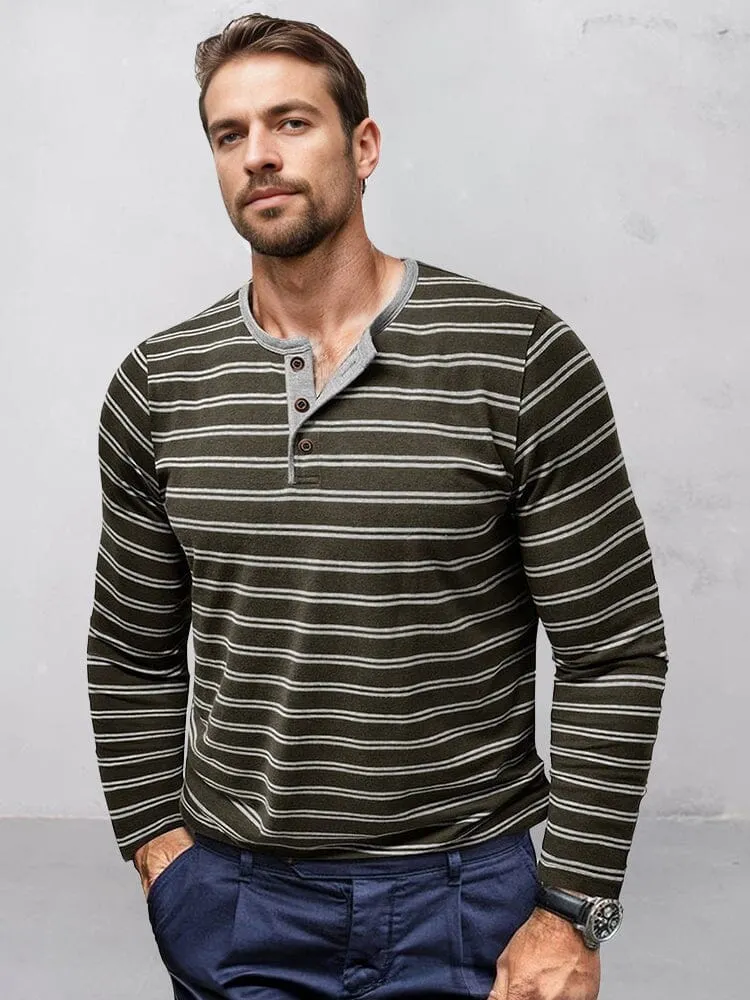 Comfy Soft Stripe Henley Shirt sold by Coofandy product image thumbnail 2