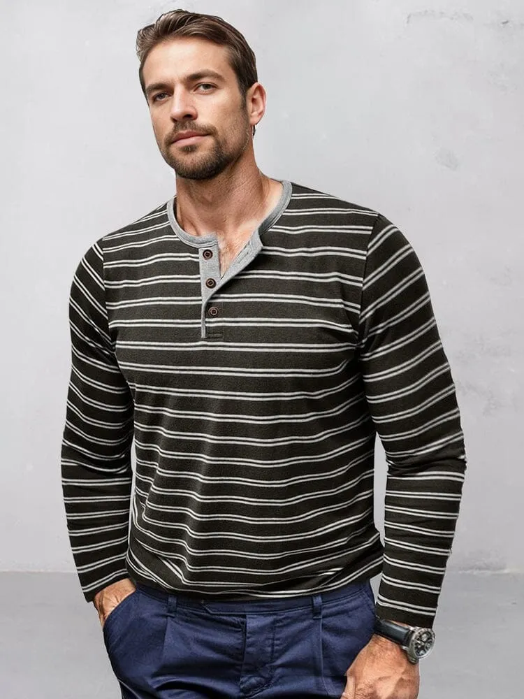 Comfy Soft Stripe Henley Shirt sold by Coofandy product image thumbnail 3