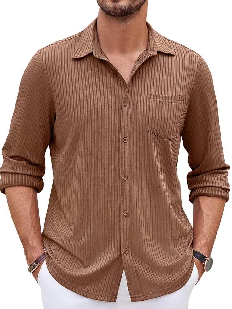 Casual Pit-stripe Stretch Shirt (US Only) sold by Coofandy product image thumbnail 2