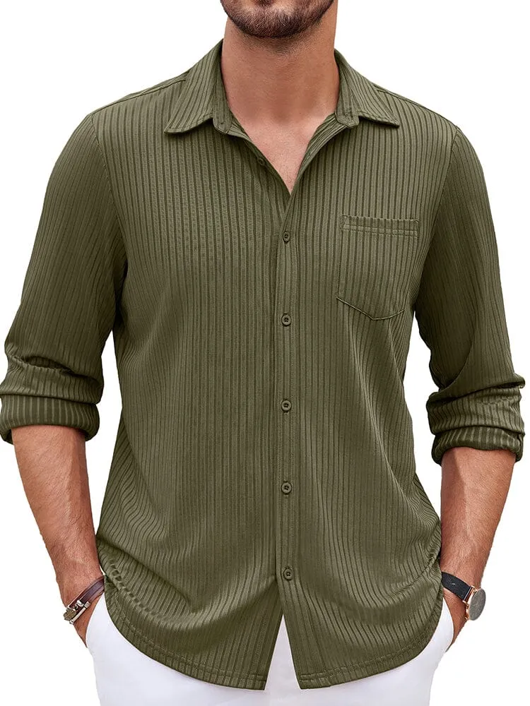 Casual Pit-stripe Stretch Shirt (US Only) sold by Coofandy product image thumbnail 3