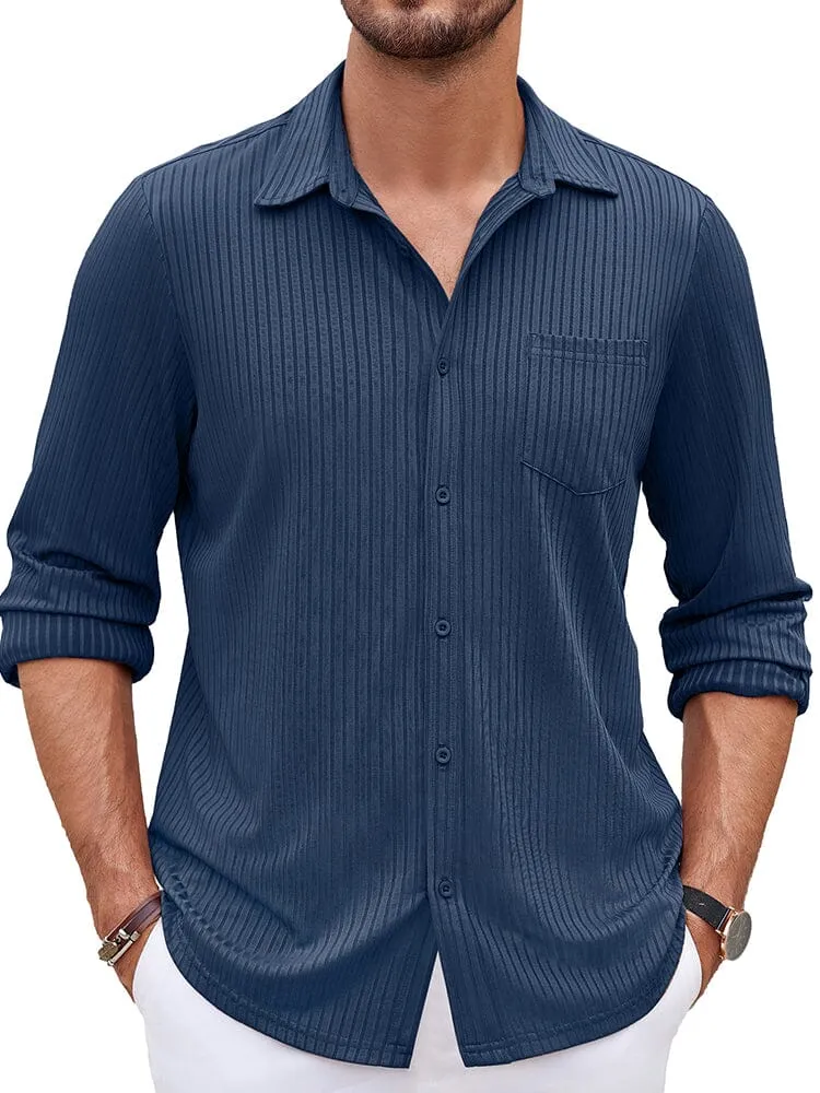 Casual Pit-stripe Stretch Shirt (US Only) sold by Coofandy product image thumbnail 5