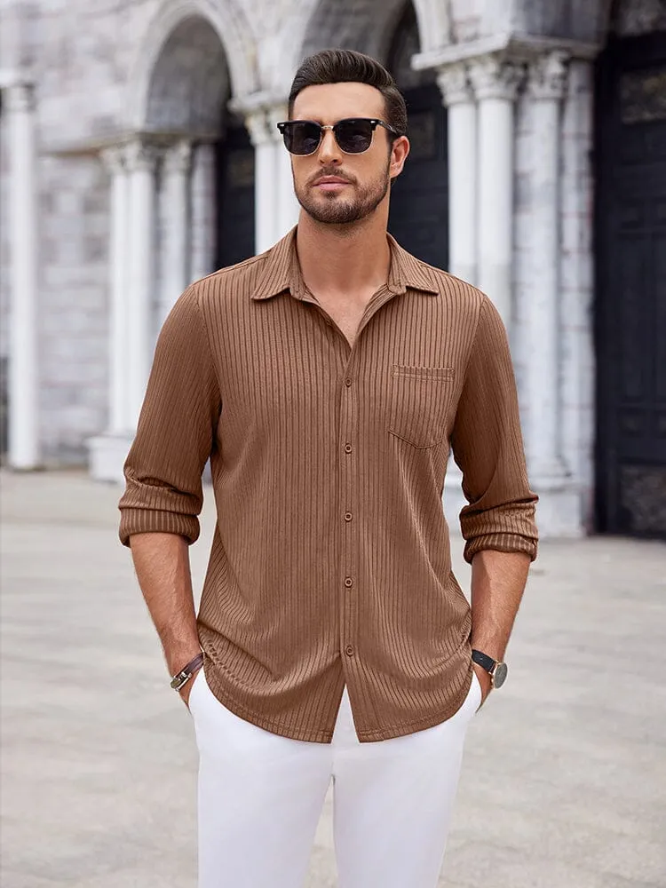 Casual Pit-stripe Stretch Shirt (US Only) sold by Coofandy