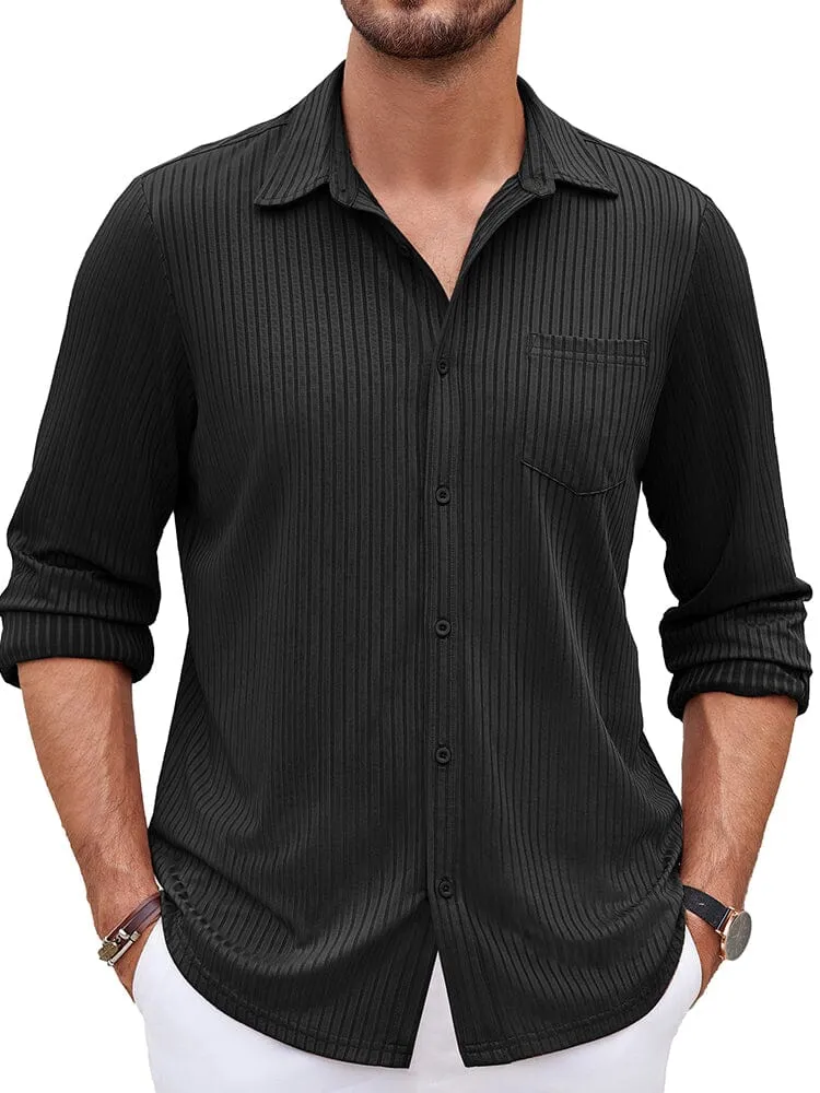 Casual Pit-stripe Stretch Shirt (US Only) sold by Coofandy product image thumbnail 4