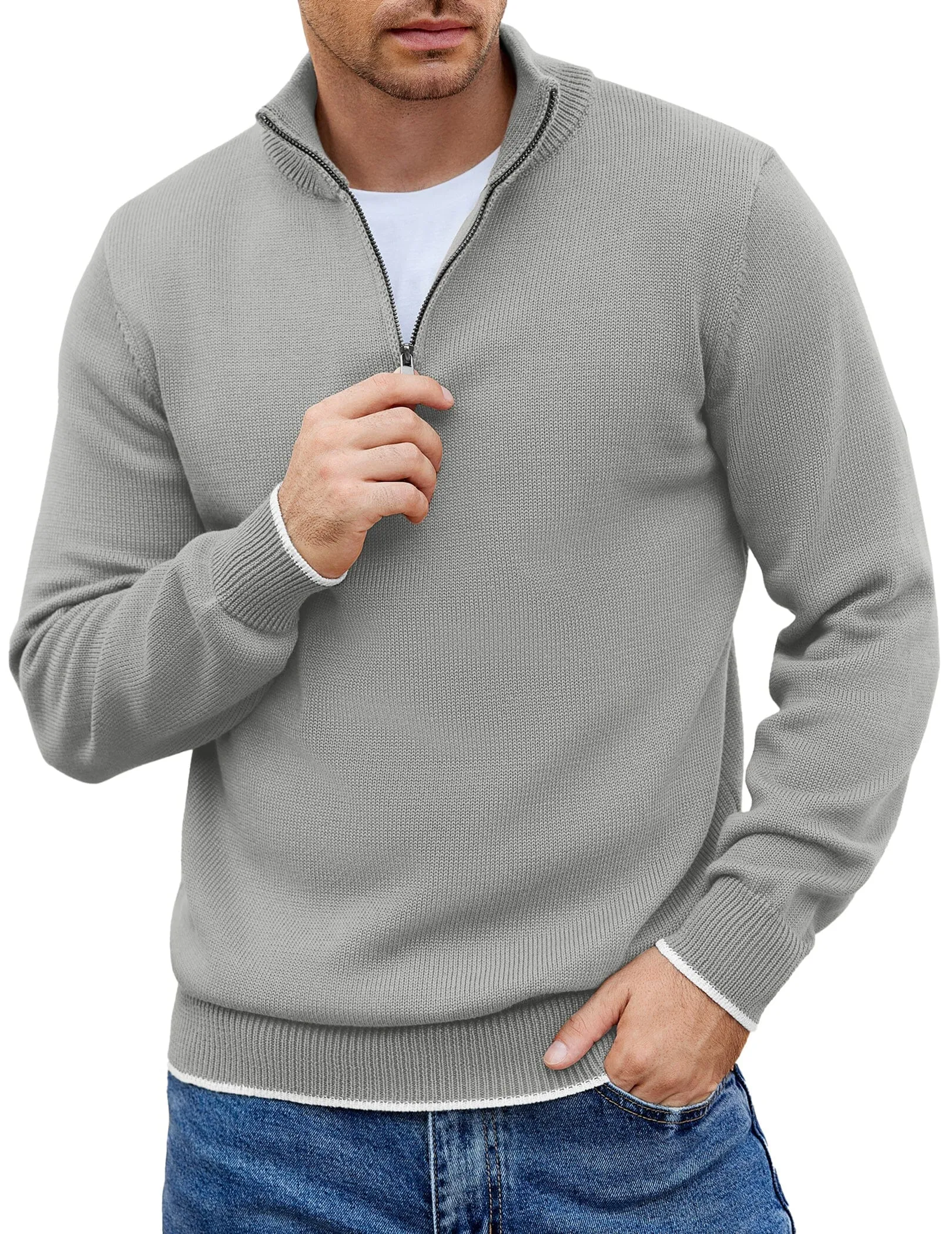Lightweight Mock Neck Sweaters (US Only) sold by Coofandy product image thumbnail 4