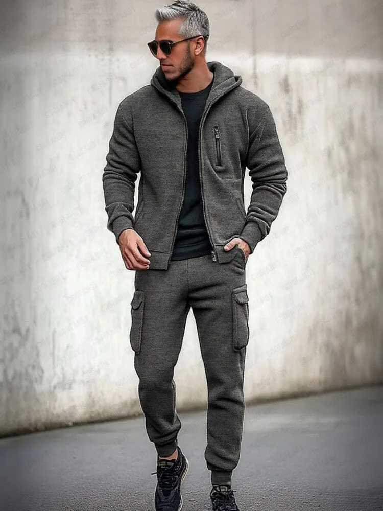 Utility Hooded Jacket Cargo Pants Set sold by Coofandy product image thumbnail 2