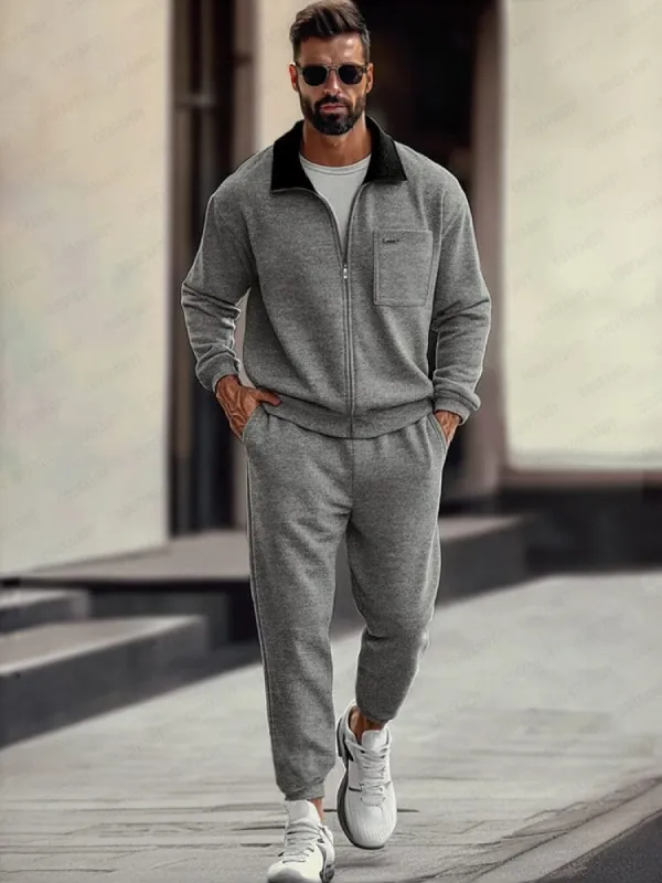 Cozy Athleisure Jacket Jogger Pants Set sold by Coofandy