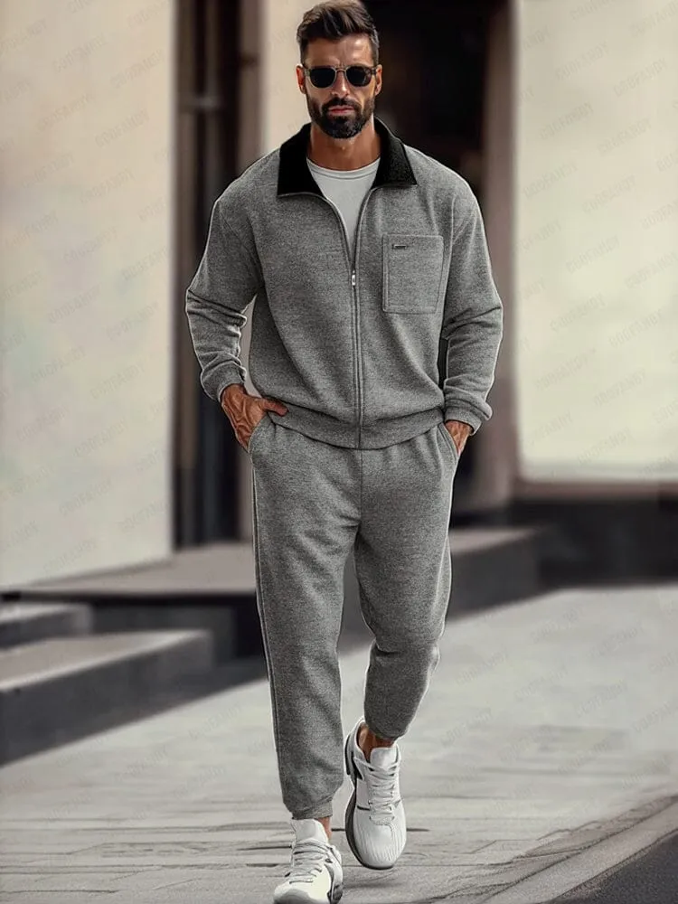Cozy Athleisure Jacket Jogger Pants Set sold by Coofandy