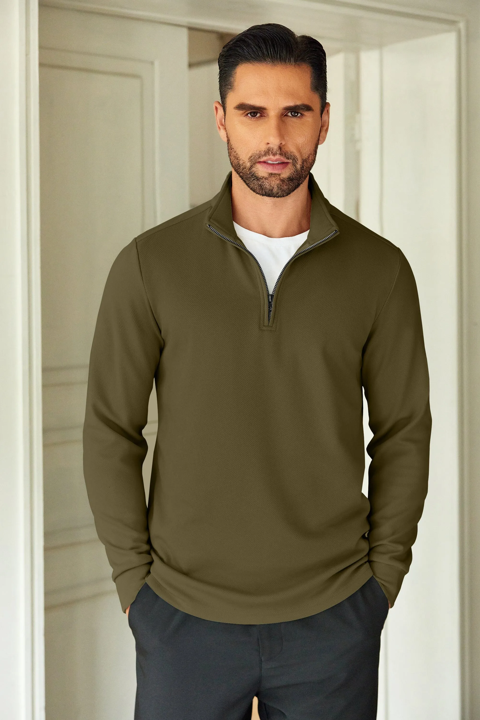 Casual Quarter Zip Sweatshirt (US Only) sold by Coofandy