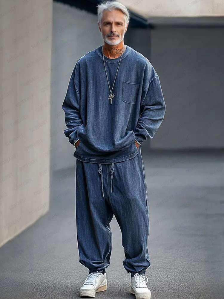 Fashion Faux Denim 2-Piece Set sold by Coofandy