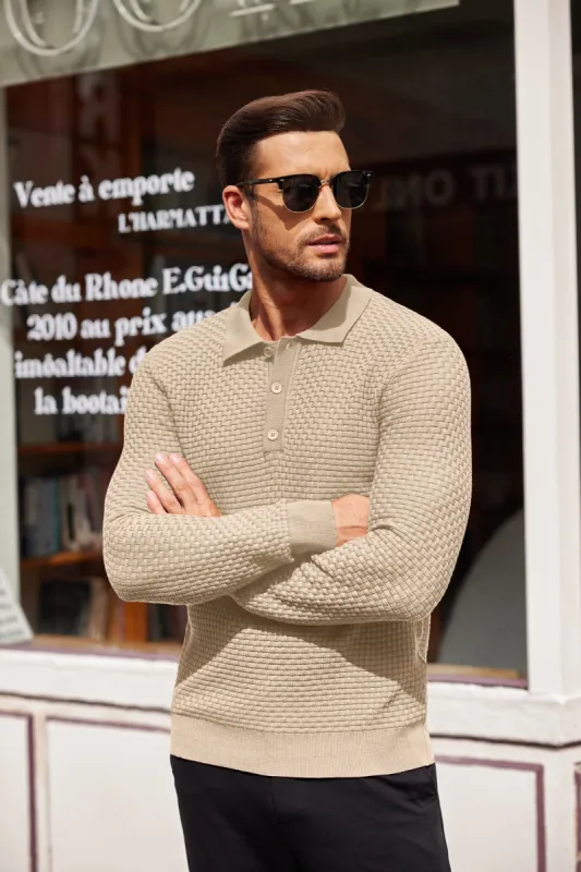 Fashion Knit Polo Collar Sweater (US Only) sold by Coofandy