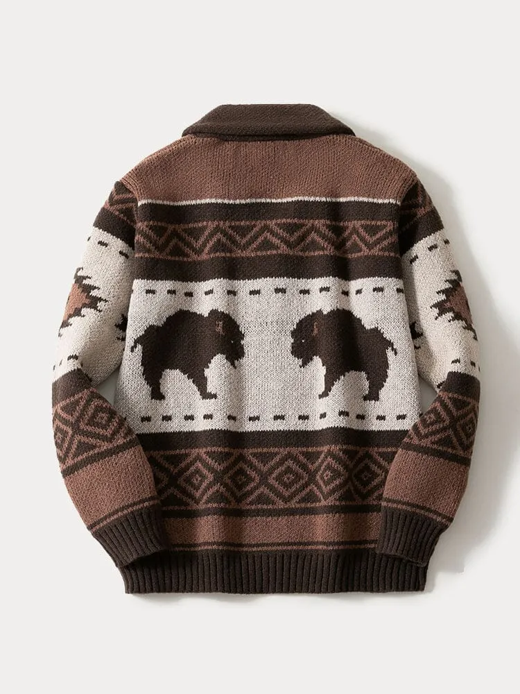 Vintage Jacquard Knit Cardigan sold by Coofandy product image thumbnail 3