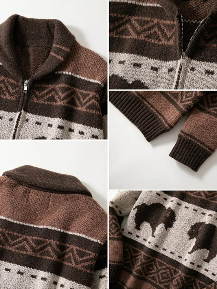 Vintage Jacquard Knit Cardigan sold by Coofandy product image thumbnail 4