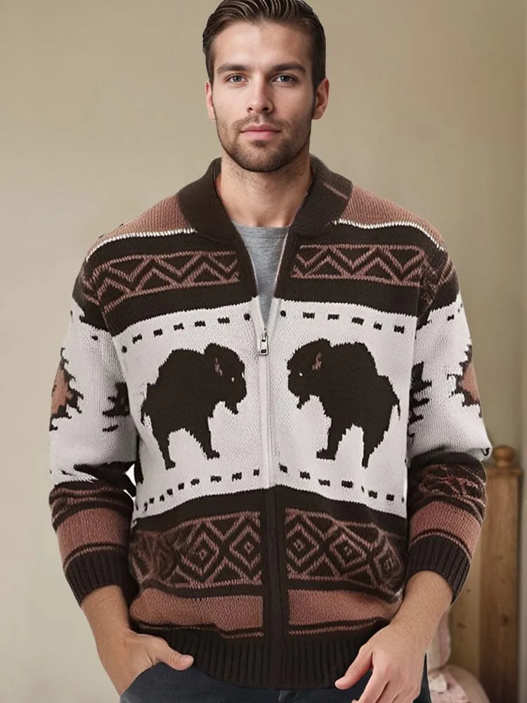 Vintage Jacquard Knit Cardigan sold by Coofandy