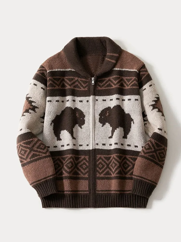 Vintage Jacquard Knit Cardigan sold by Coofandy product image thumbnail 2