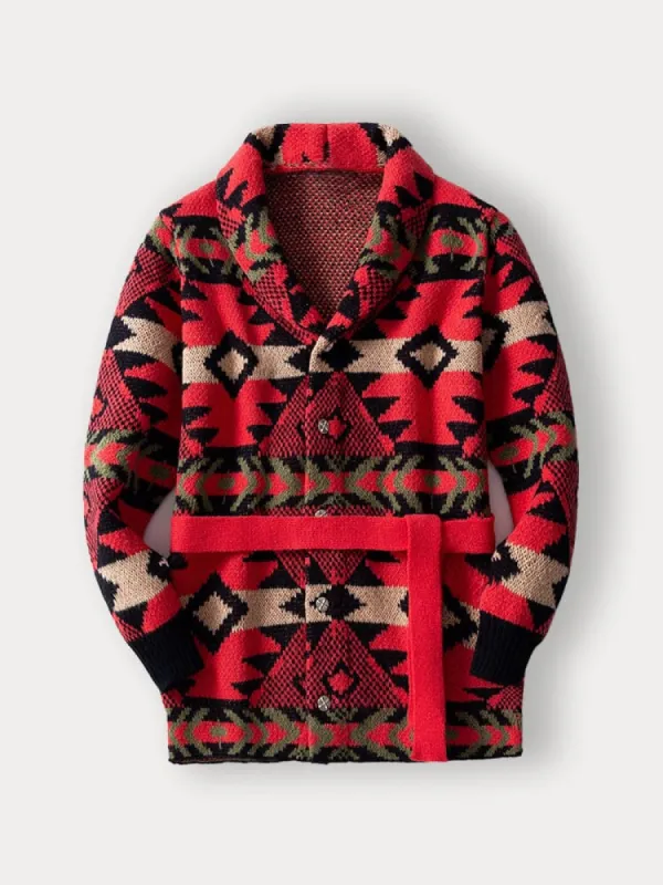 Vintage Jacquard Knit Cardigan sold by Coofandy