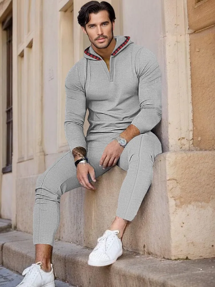 Urban Hooded Waffle Tracksuit Set sold by Coofandy product image thumbnail 3