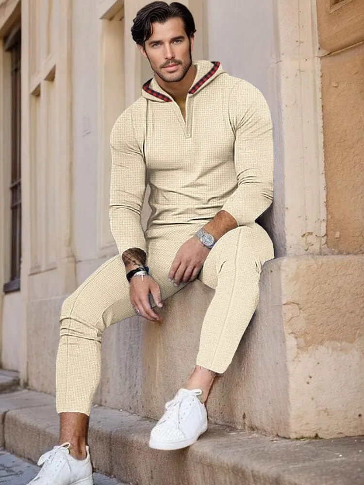 Urban Hooded Waffle Tracksuit Set sold by Coofandy product image thumbnail 4