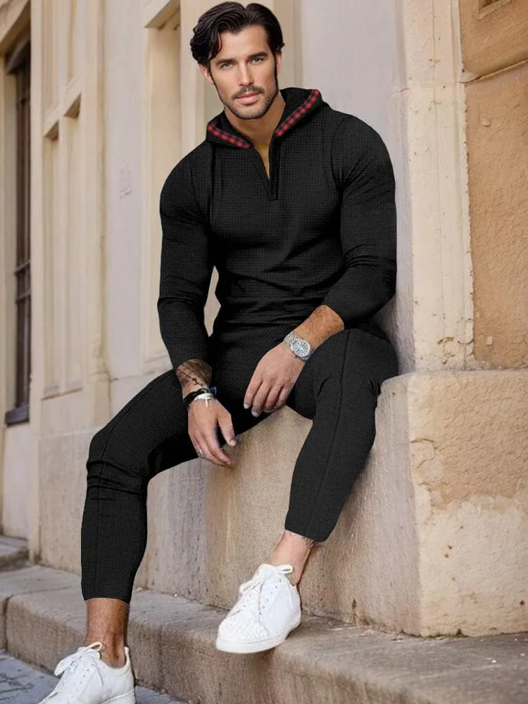 Urban Hooded Waffle Tracksuit Set sold by Coofandy product image thumbnail 2