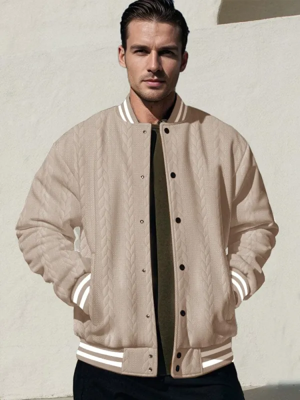 Casual Jacquard Baseball Jacket sold by Coofandy