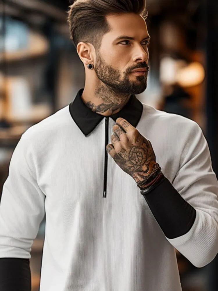 Modern Color-Block Polo Shirt sold by Coofandy product image thumbnail 3