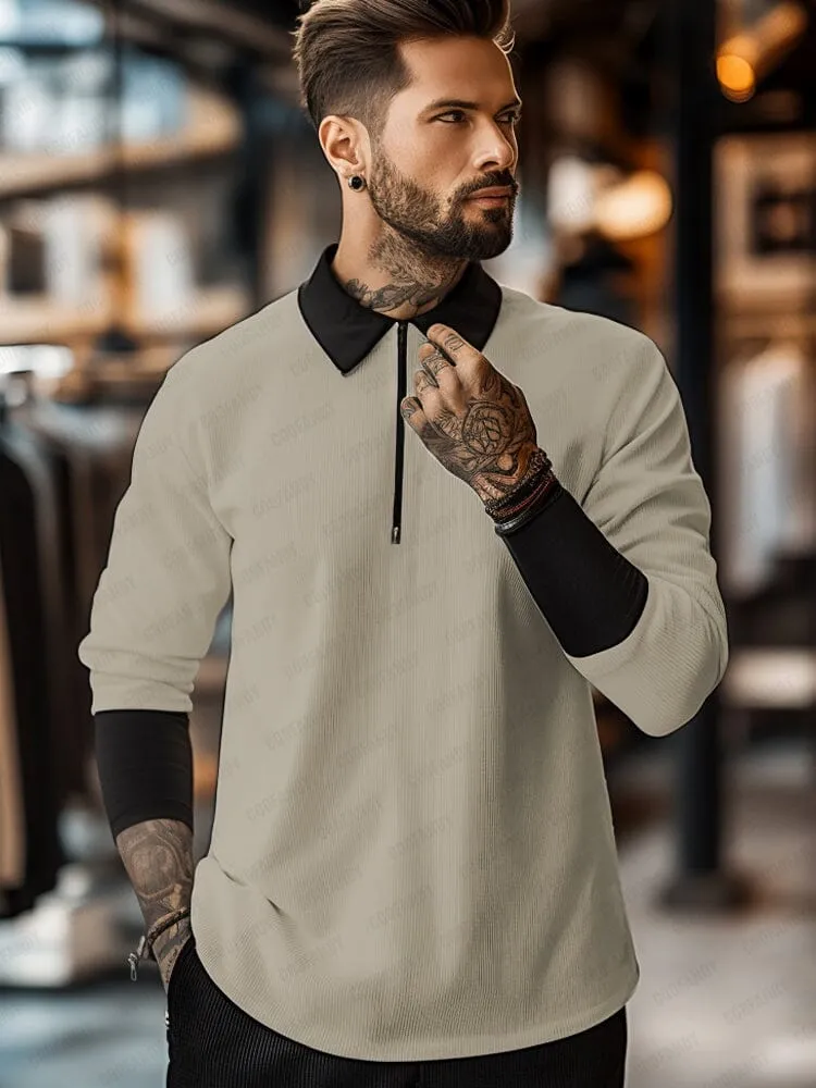 Modern Color-Block Polo Shirt sold by Coofandy product image thumbnail 2