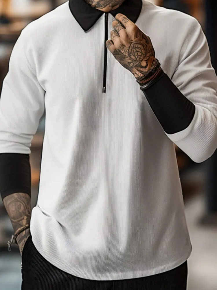 Modern Color-Block Polo Shirt sold by Coofandy product image thumbnail 4