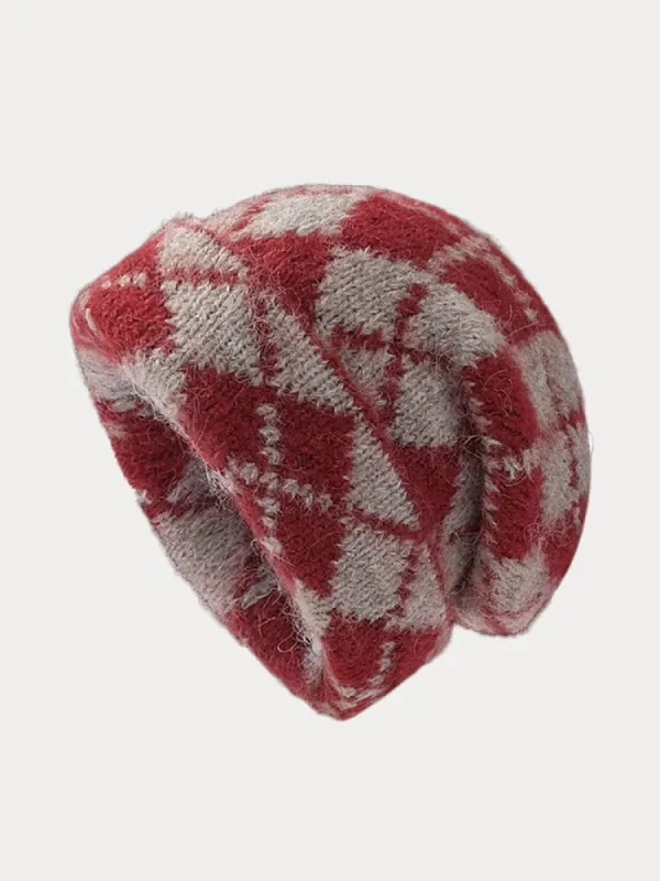 Comfy Checkered Knit Beanie sold by Coofandy
