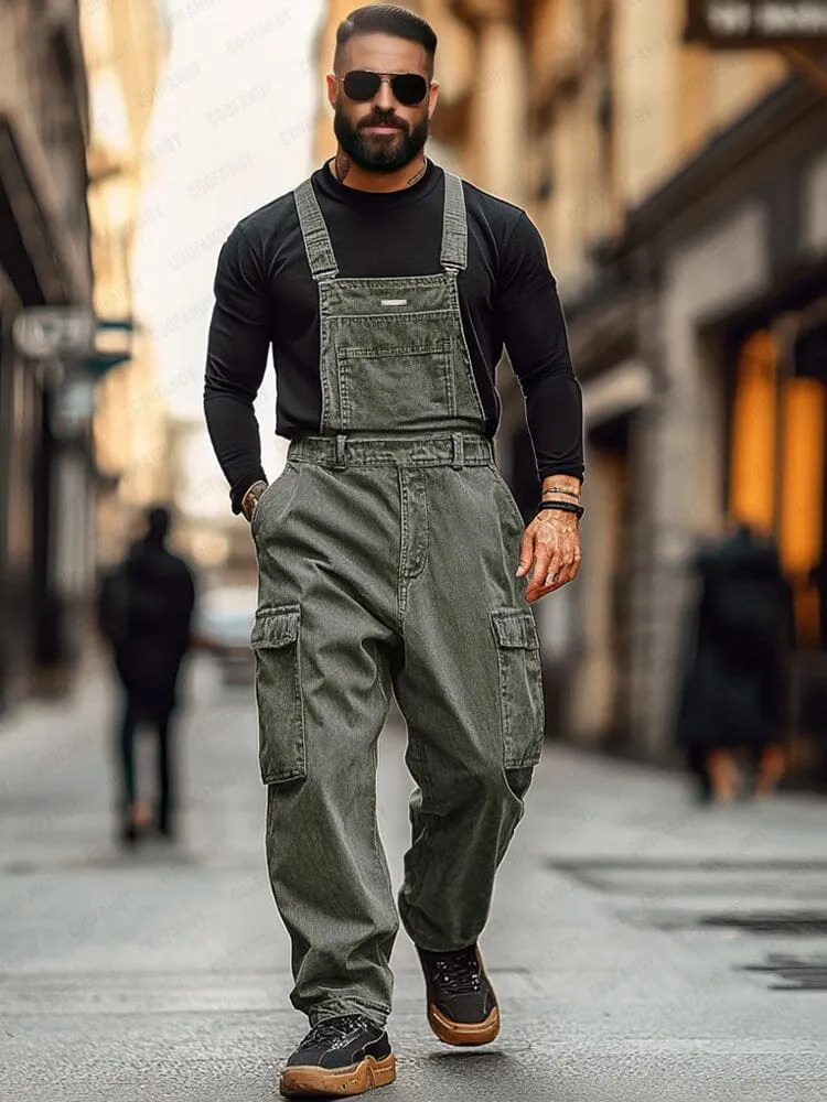 Utility Twill Cotton Cargo Overalls sold by Coofandy product image thumbnail 2