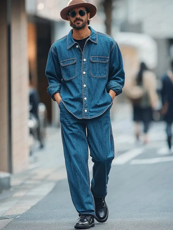 Urban Casual Denim Co-ord Set sold by Coofandy