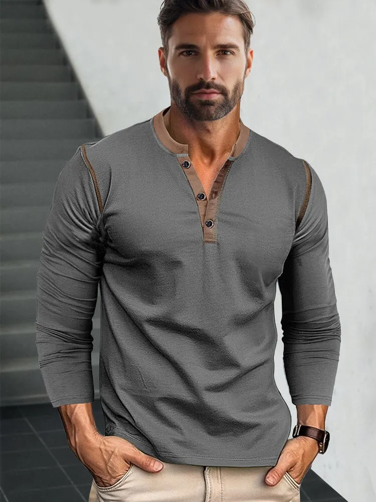 Retro Style Versatile Henley Shirt sold by Coofandy product image thumbnail 5