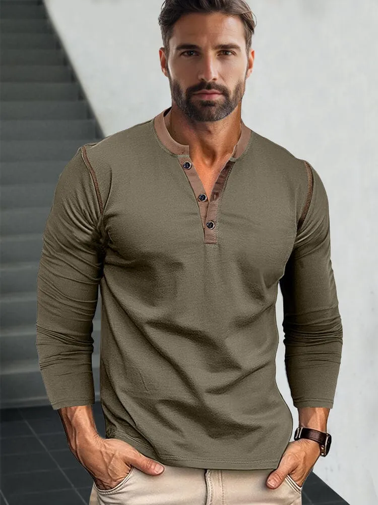 Retro Style Versatile Henley Shirt sold by Coofandy product image thumbnail 3