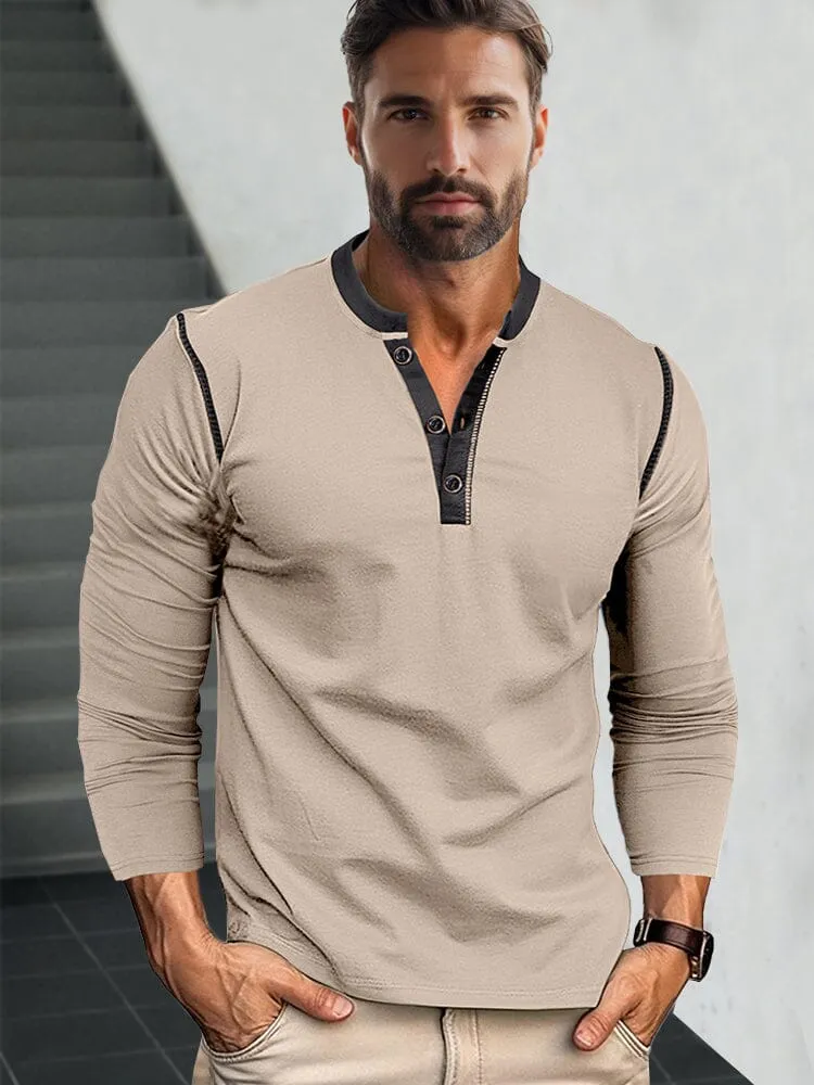 Retro Style Versatile Henley Shirt sold by Coofandy product image thumbnail 2