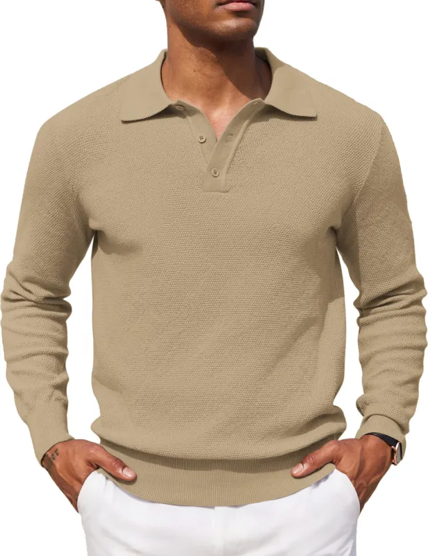 Casual Stretch Polo Sweater Shirt (US Only) sold by Coofandy