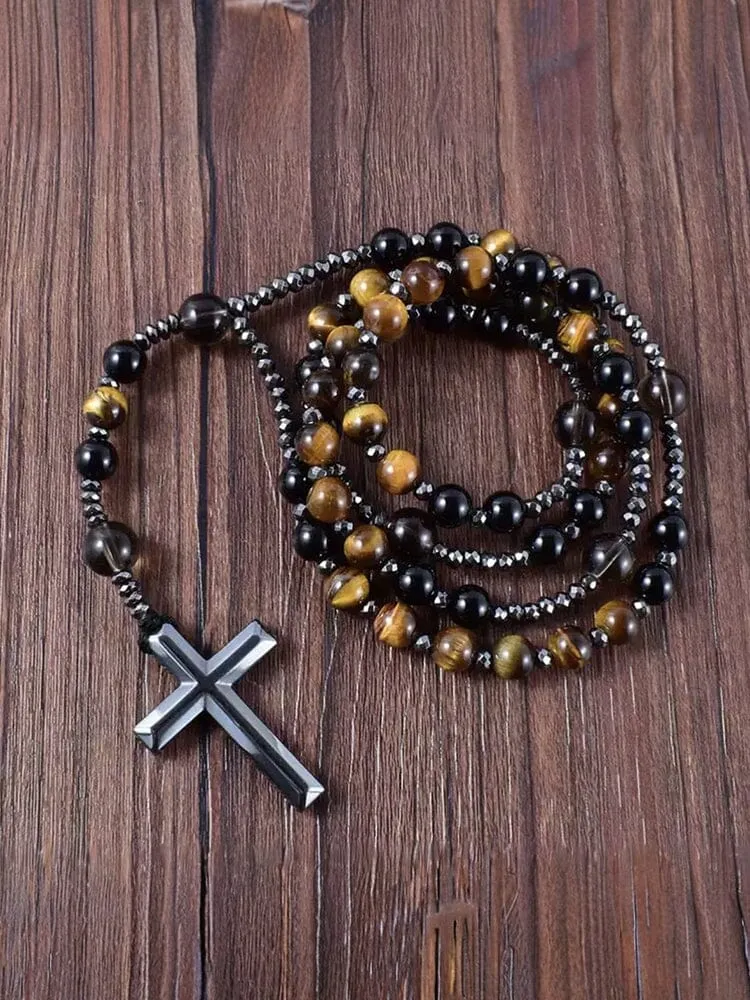 Natural Stone Cross Pendant Necklace sold by Coofandy