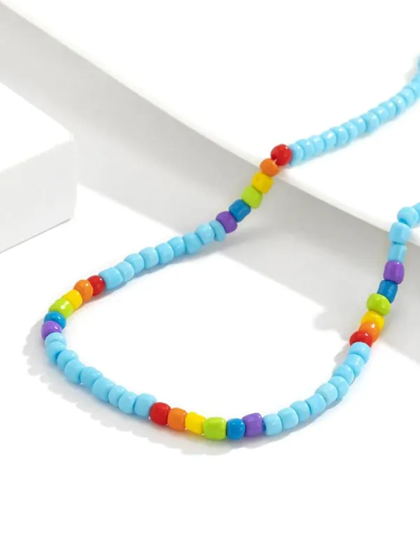 Fashion Colorblock Beaded Necklace sold by Coofandy