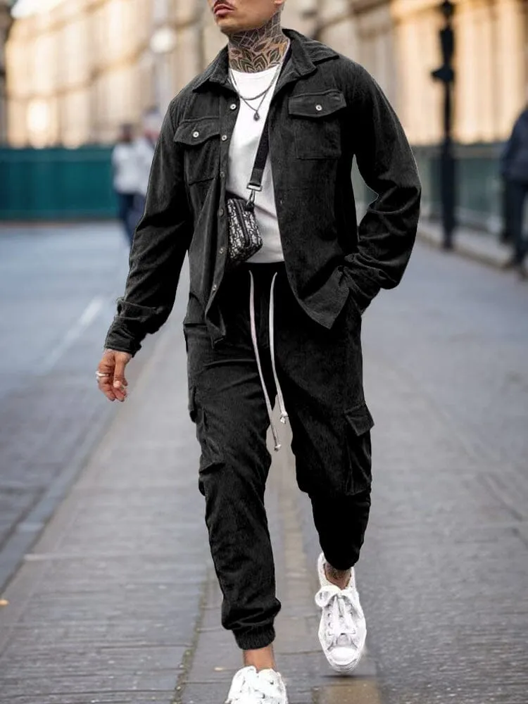Cargo Style Corduroy Jacket Pants Set sold by Coofandy product image thumbnail 2
