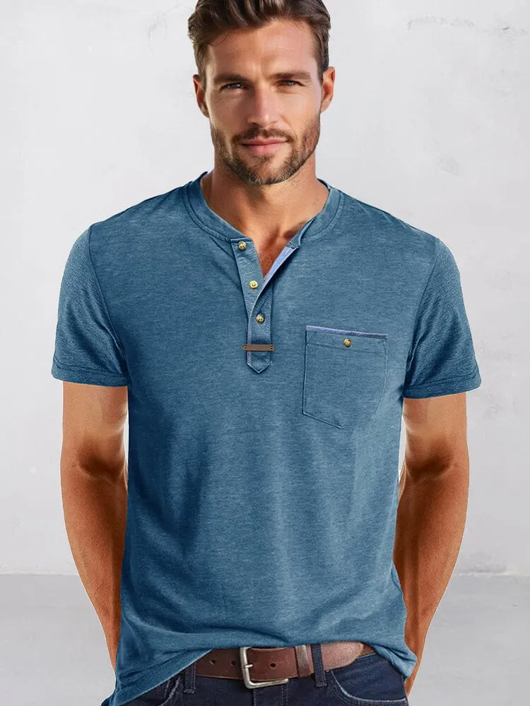 Classic Pure Ease Henley Shirt sold by Coofandy product image thumbnail 4