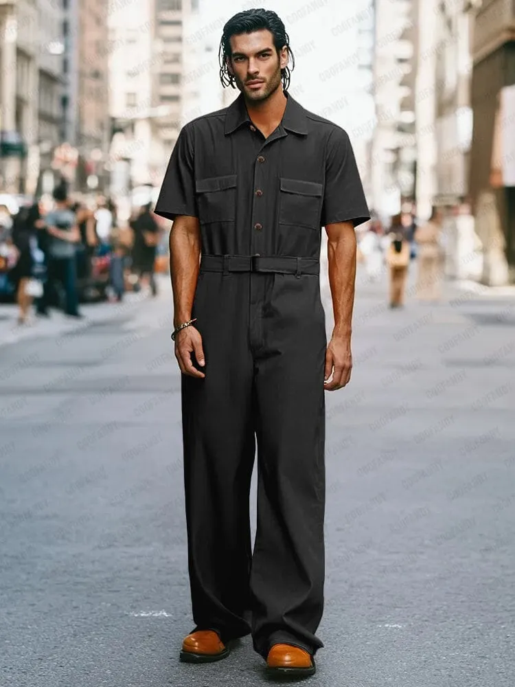 Trendy 100% Cotton Workwear Jumpsuit sold by Coofandy product image thumbnail 2