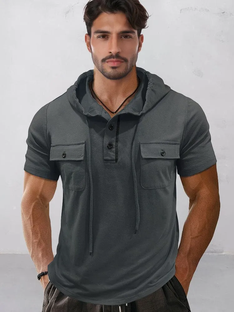 Athleisure Cargo Hooded Shirt sold by Coofandy