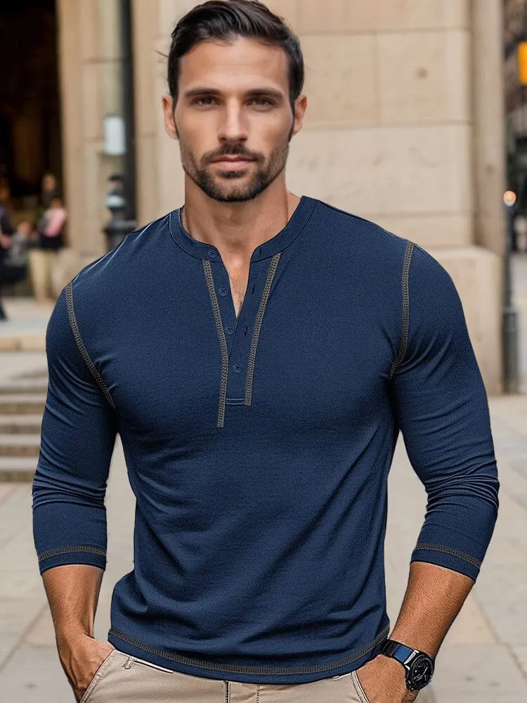 Regular Fit Cotton Henley Shirt sold by Coofandy product image thumbnail 5