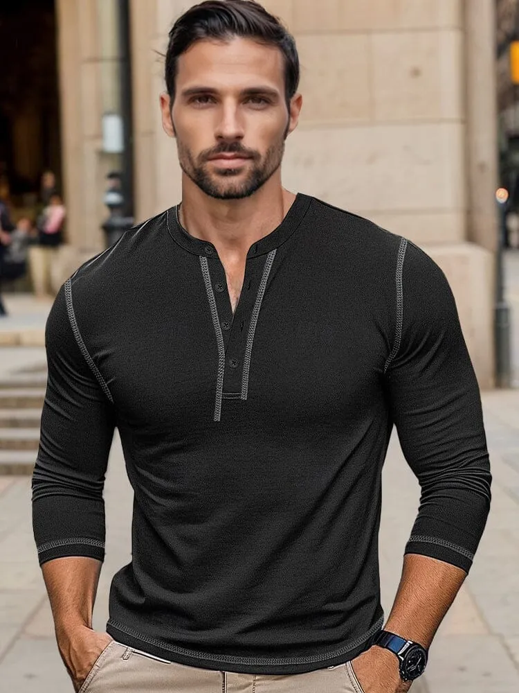 Regular Fit Cotton Henley Shirt sold by Coofandy